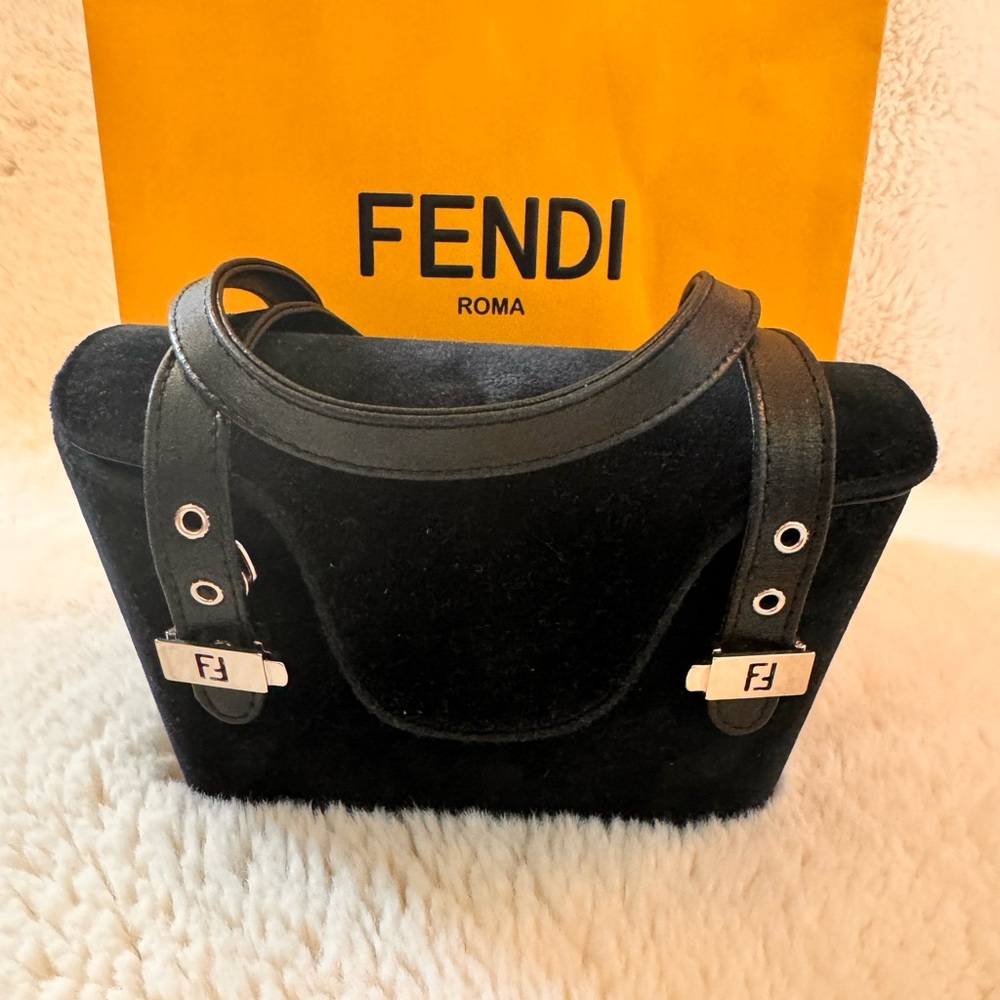 FENDI RARE velour FF two way shoulder/crossbody handbag
